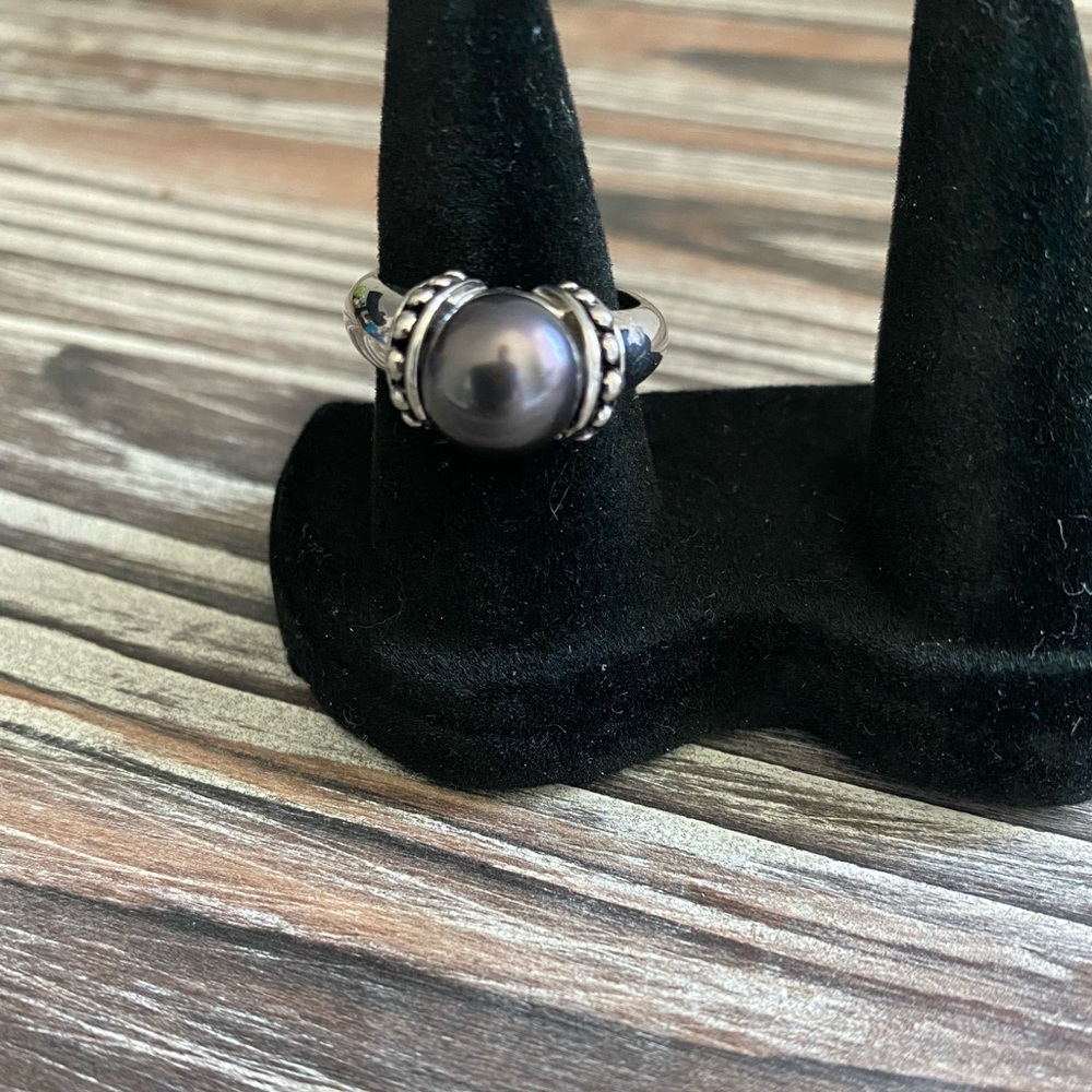 Honora Black Pear Sterling Silver 925 Ring Size 6-7